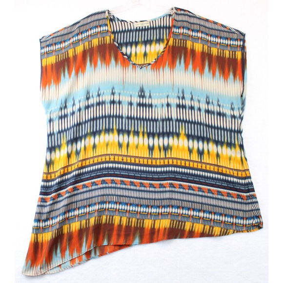 Live And Let Live Tunic High Low Women 2X Multicolor Short Sleeve Boho Causal - Picture 1 of 9